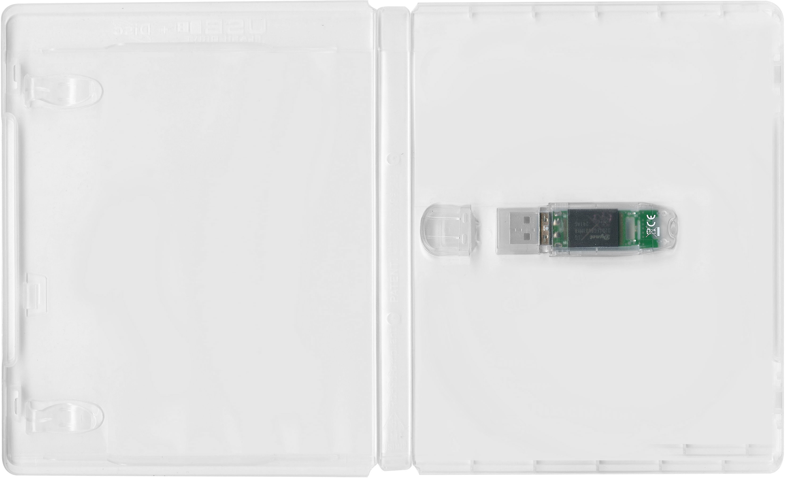 Box für 1 USB-Stick mit Kappenhalterung und Umschlagblatt